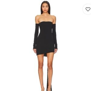 NBD Mini Dress Maude Strapless with Sleeves in Black Size Small